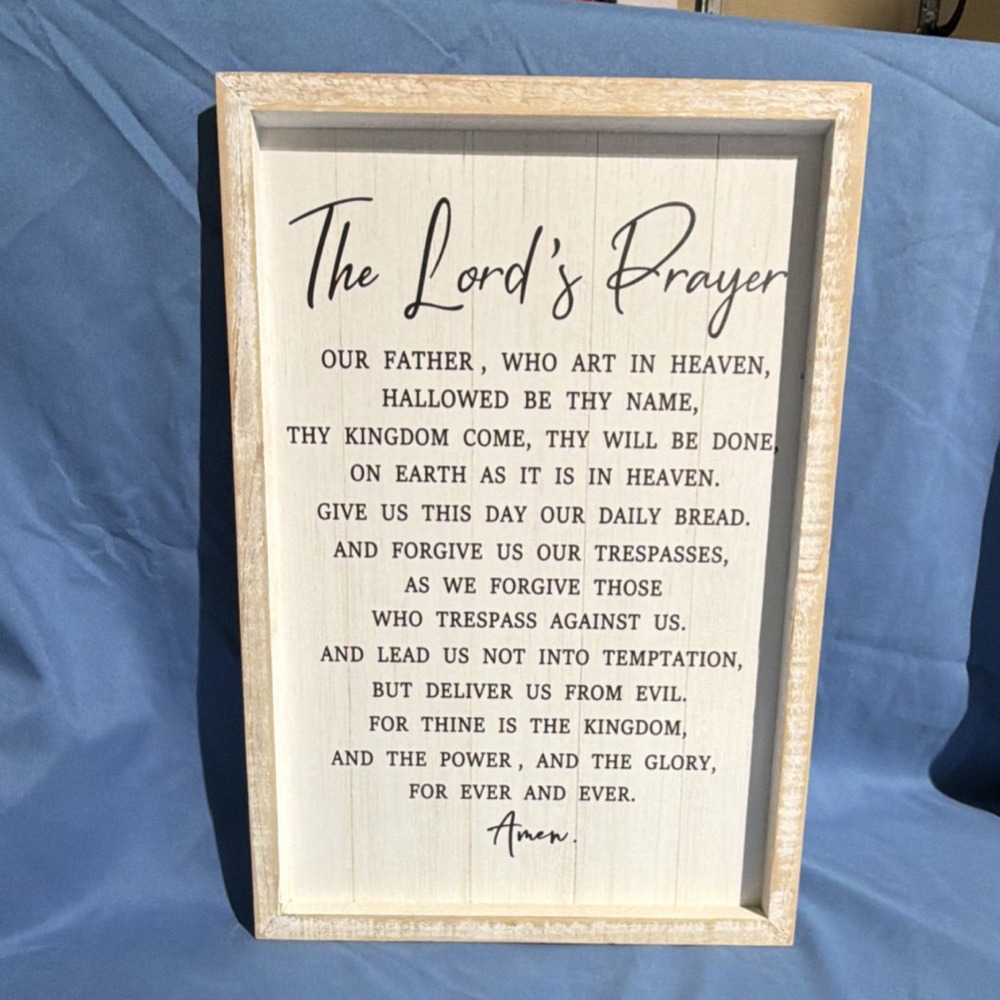 The Lord's Prayer Framed Christian Wall Plaque Rustic Wood Farmhouse Decor